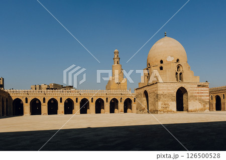 Mosque of Ibn Tulun in the Cairo, Egypt	 Mosque of Ibn Tulun in the Cairo, Egypt	 126500528