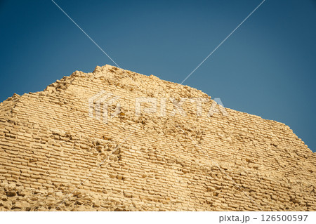The pyramid of Djoser. Step Pyramid of Djoser and The pyramid complex of Userkaf in the Sahara desert in the Egypt	 126500597