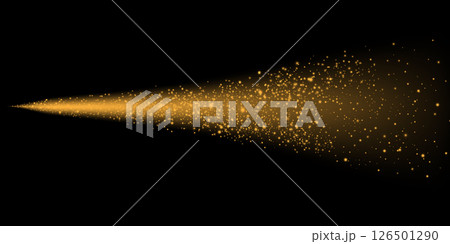 Radiant Golden Sparkle Beam Set Against a Deep Black Background Creating an Eye Catching Visual Impact 126501290