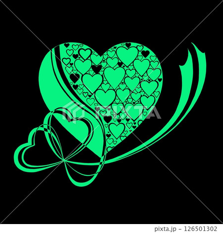 Abstract heart pattern made of small hearts. Greeting card for wedding, valentine day and birthday. 126501302