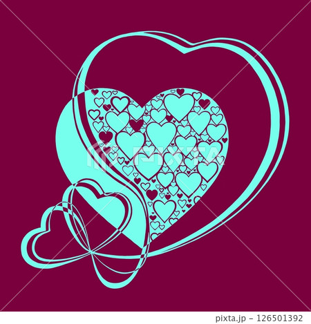 Abstract heart pattern made of small hearts. Greeting card for wedding, valentine day and birthday. 126501392