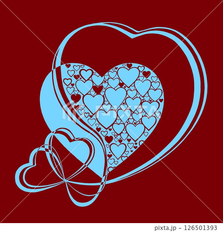 Abstract heart pattern made of small hearts. Greeting card for wedding, valentine day and birthday. 126501393