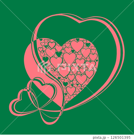 Abstract heart pattern made of small hearts. Greeting card for wedding, valentine day and birthday. 126501395