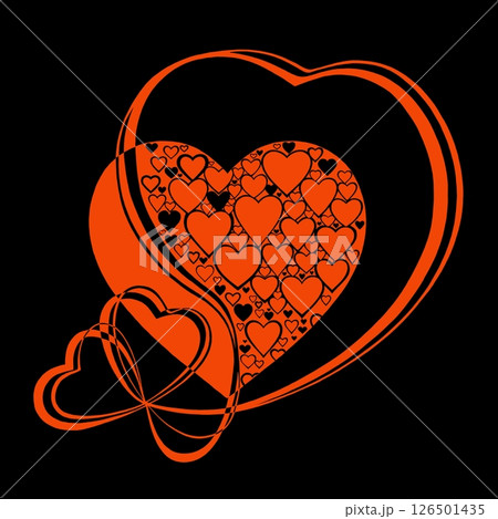 Abstract heart pattern made of small hearts. Greeting card for wedding, valentine day and birthday. 126501435