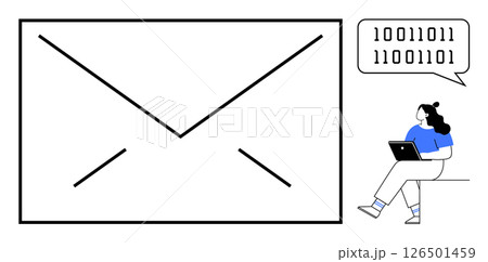 Large envelope symbol with binary code speech...のイラスト素材 [126501459] - PIXTA