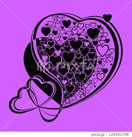 Abstract heart pattern made of small hearts. Greeting card for wedding, valentine day and birthday. 126501709