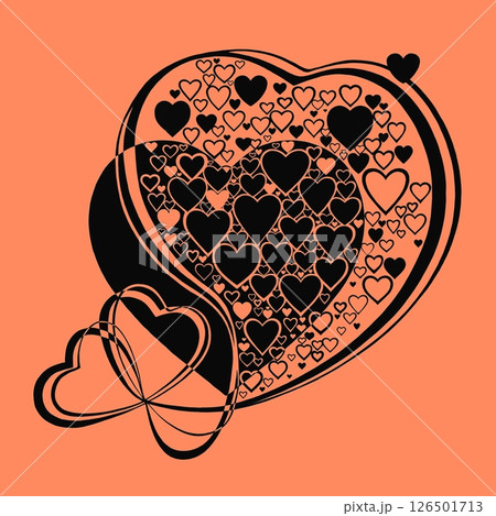Abstract heart pattern made of small hearts. Greeting card for wedding, valentine day and birthday. 126501713