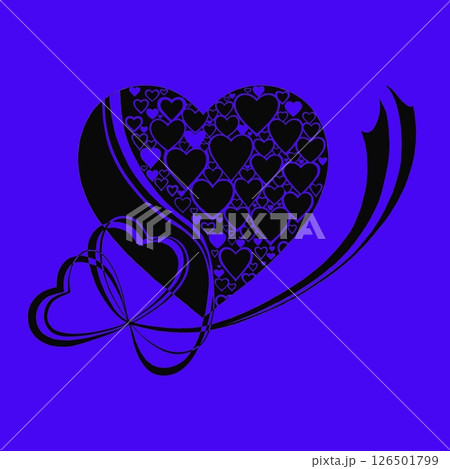 Abstract heart pattern made of small hearts. Greeting card for wedding, valentine day and birthday. 126501799