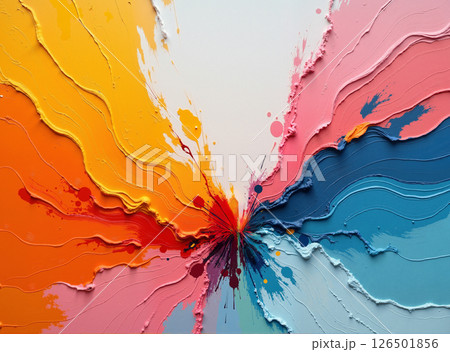 Abstract Painting with Bold Colorful Brush Strokes and Swirl Texture 126501856