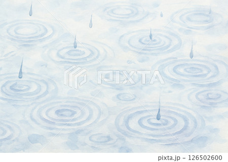 雨粒が描く水面の波紋の水彩イラスト 126502600