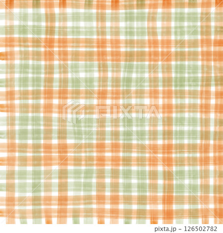 Orange Sage Green Plaid Gingham Check Hand Drawn Background Pattern Overlay Orange Sage Green Plaid Gingham Check Hand Drawn Background Pattern Overlay 126502782