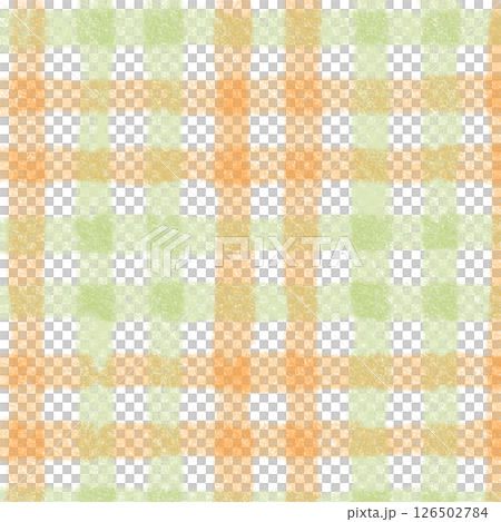Orange Sage Green Plaid Gingham Check Hand Drawn Background Pattern Overlay 126502784