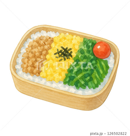 三色そぼろ弁当の水彩イラスト 126502822