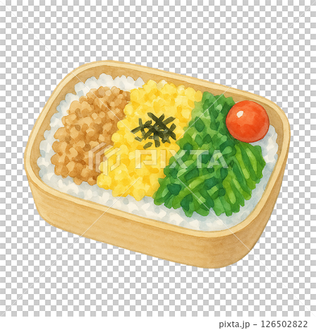三色そぼろ弁当の水彩イラスト 126502822