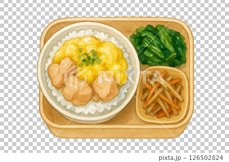 親子丼式便當的水彩插圖 126502824