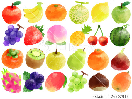 果物のアイコン イラスト 手描き 水彩風 果物のアイコン イラスト 手描き 水彩風 126502918