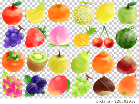 果物のアイコン イラスト 手描き 水彩風 果物のアイコン イラスト 手描き 水彩風 126502918