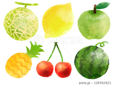 果物のアイコン　 イラスト　手描き　水彩風 126502921