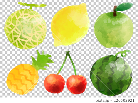 果物のアイコン　 イラスト　手描き　水彩風 126502921
