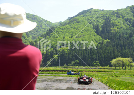 田植えを見守る老人 田植えを見守る老人 126503104