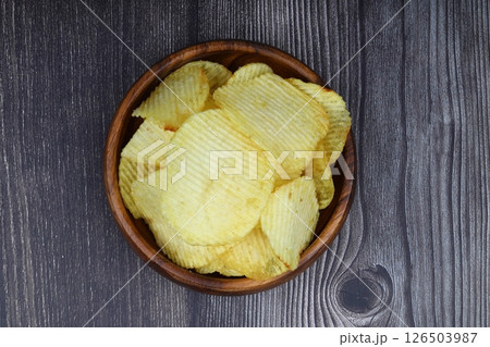potato chip isolated on white background close up 126503987