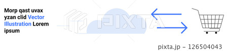 Cloud icon connected to a shopping cart with double-sided blue arrows. Ideal for e-commerce solutions, cloud-based services, online shopping, data synchronization, retail technology, digital Cloud icon connected to a shopping cart with double-sided blue arrows. Ideal for e-commerce solutions, cloud-based services, online shopping, data synchronization, retail technology, digital 126504043
