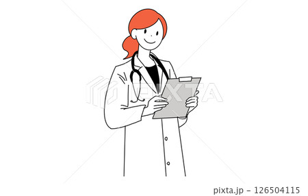 カルテを持つ笑顔の女性医師 126504115