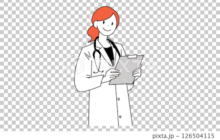 カルテを持つ笑顔の女性医師 126504115