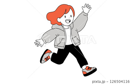 元気にジャンプする子供のイラスト 126504116