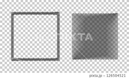 モノクロのモアレ風の正方形フレーム。スケッチ風のベクターイラストのセット1 モノクロのモアレ風の正方形フレーム。スケッチ風のベクターイラストのセット1 126504521