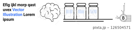 Medical vials, brain illustration, and pharmaceutical compound graphic. Ideal for medical research, pharmaceutical studies, neurology presentations, biotechnology, laboratory reports, science Medical vials, brain illustration, and pharmaceutical compound graphic. Ideal for medical research, pharmaceutical studies, neurology presentations, biotechnology, laboratory reports, science 126504571