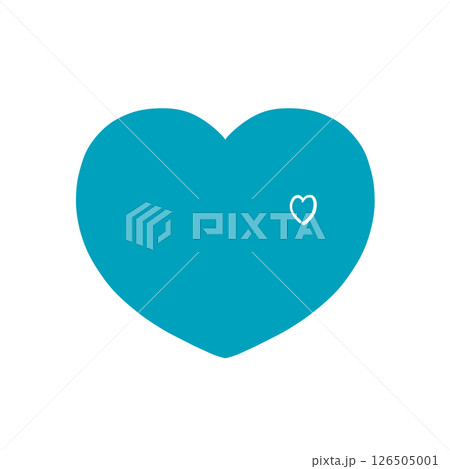 手描きのハート - あたたかく、自然の広がりを感じる色 - 浅葱色（日本の伝統色） 126505001