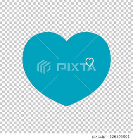 手描きのハート - あたたかく、自然の広がりを感じる色 - 浅葱色（日本の伝統色） 126505001