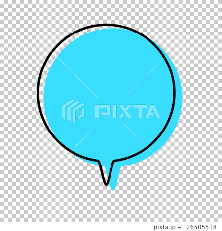A simple speech bubble with misaligned lines, pointing downward in a circular shape A simple speech bubble with misaligned lines, pointing downward in a circular shape 126505318