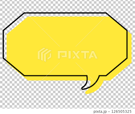 A simple, misaligned speech bubble in a long, octagonal shape 126505325