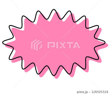 シンプルな線がずれた吹き出し 細長い丸みのあるギザギザした形 シンプルな線がずれた吹き出し 細長い丸みのあるギザギザした形 126505328