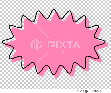 シンプルな線がずれた吹き出し 細長い丸みのあるギザギザした形 シンプルな線がずれた吹き出し 細長い丸みのあるギザギザした形 126505328