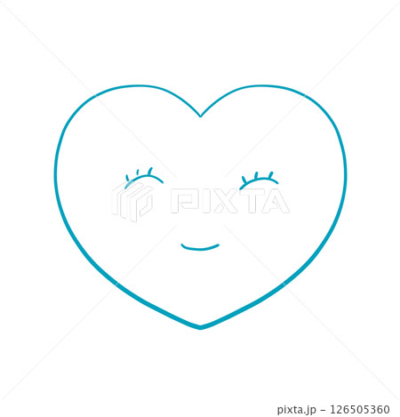 手描きのハート - あたたかく、自然の広がりを感じる色 - 浅葱色（日本の伝統色） 126505360