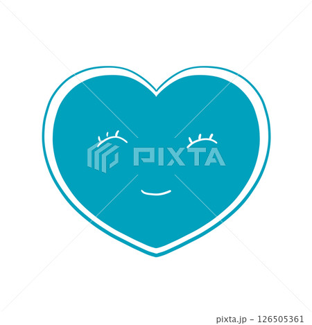 手描きのハート - あたたかく、自然の広がりを感じる色 - 浅葱色（日本の伝統色） 126505361