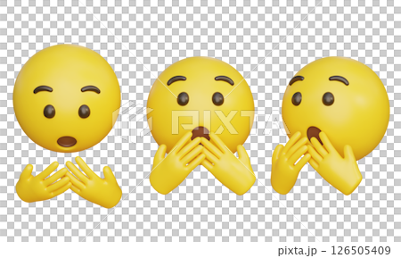 emoticon covering his mouth with his hand in surprise 3D Icon emoticon covering his mouth with his hand in surprise 3D Icon 126505409