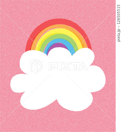 ピンクのレトロな虹と雲のコピースペース有りのイラストベクター背景透過写真フレーム背景 ピンクのレトロな虹と雲のコピースペース有りのイラストベクター背景透過写真フレーム背景 126505515