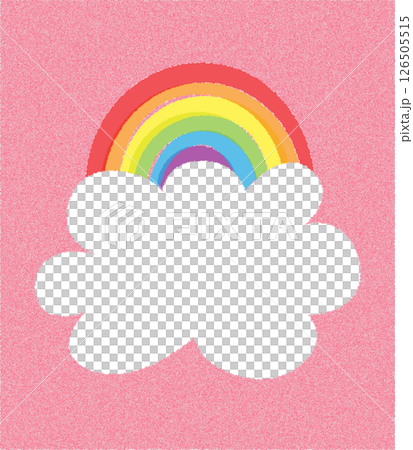 ピンクのレトロな虹と雲のコピースペース有りのイラストベクター背景透過写真フレーム背景 ピンクのレトロな虹と雲のコピースペース有りのイラストベクター背景透過写真フレーム背景 126505515