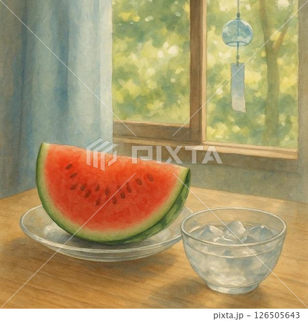 ガラスの器に入ったスイカ ガラスの器に入ったスイカ 126505643
