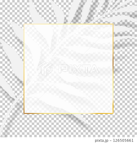 簡單優雅的白色和金色植物複製空間可用的婚禮邀請函和廣告向量插圖框架 126505661