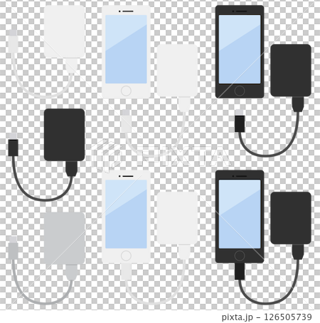 Smartphone and mobile battery set, monochrome color Smartphone and mobile battery set, monochrome color 126505739