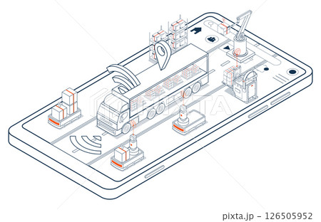 Self-driving trucks, essentially advanced Automated Guided Vehicles (AGVs), utilize autopilot systems to coordinate with robots for efficient cargo loading. 126505952