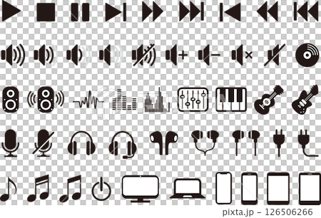 音樂和聲音圖標集，單色，簡單 126506266