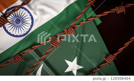 The India and Pakistan flag  image 3d Rendering. 126506464