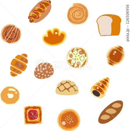 シンプルな手描きのパンのイラストセット シンプルな手描きのパンのイラストセット 126506956