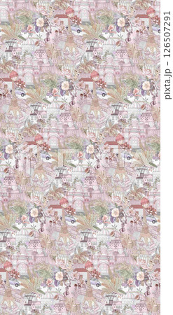 Creative Hand Drawn Floral and Scrollwork Pattern Illustrations 126507291
